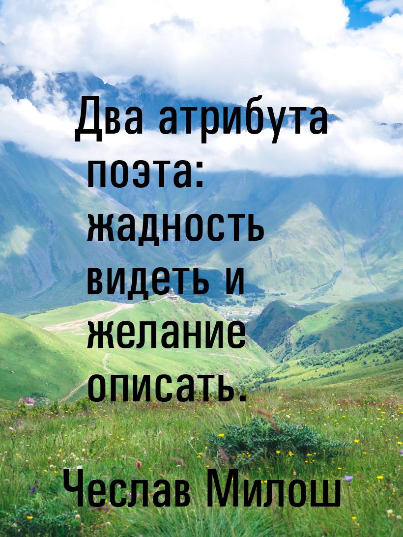 Два атрибута поэта: жадность видеть и желание описать.