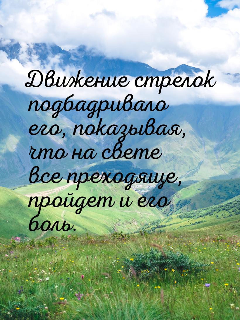 Движение стрелок подбадривало его, показывая, что на свете все преходяще, пройдет и его бо