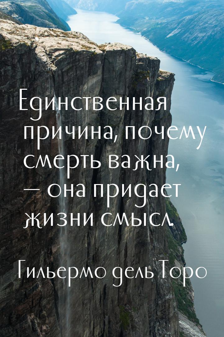 Единственная причина, почему смерть важна, — она придает жизни смысл.