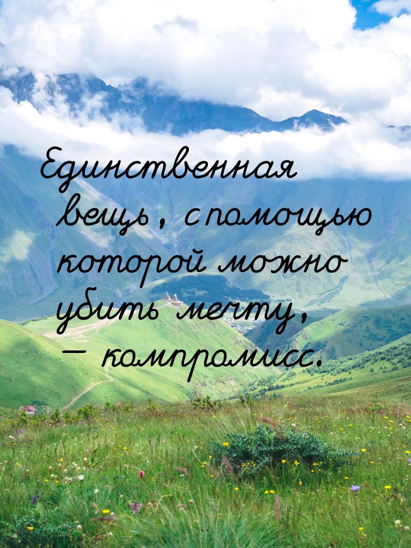 Единственная вещь, с помощью которой можно убить мечту,  компромисс.