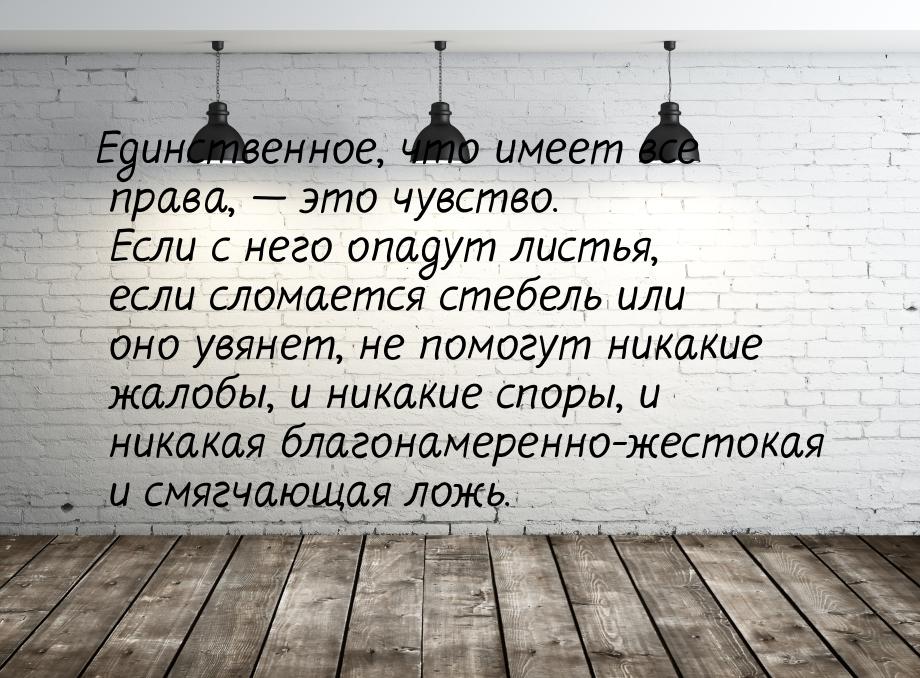 Единственное, что имеет все права, — это чувство. Если с него опадут листья, если сломаетс