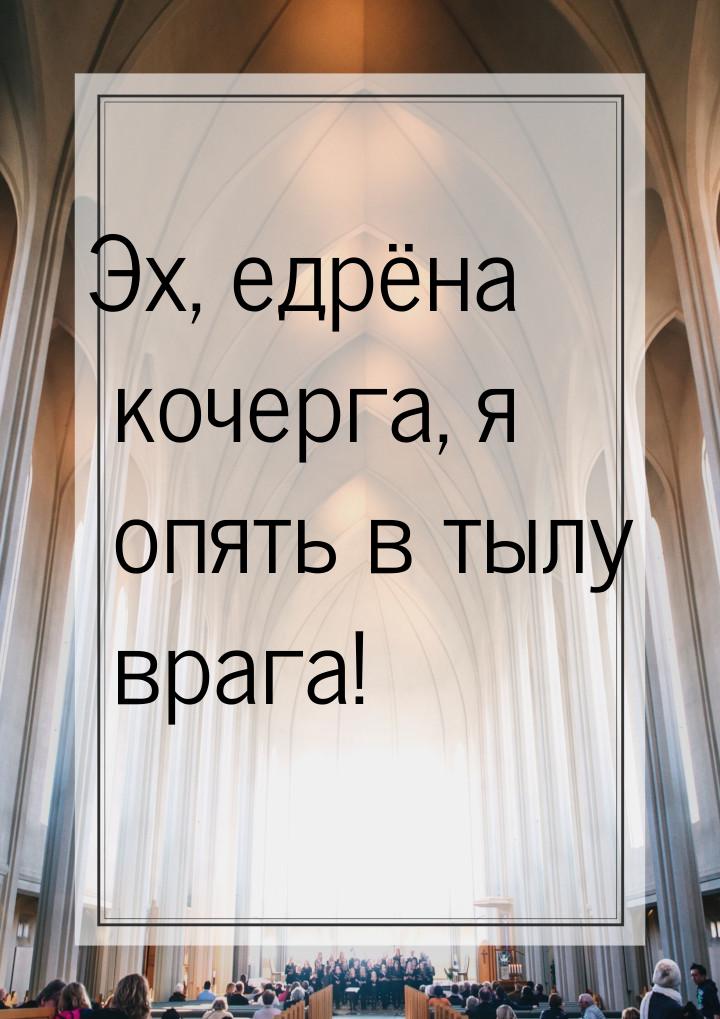 Эх, едрёна кочерга, я опять в тылу врага!