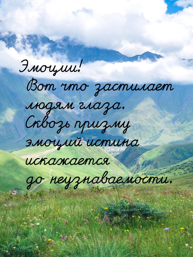 Эмоции! Вот что застилает людям глаза. Сквозь призму эмоций истина искажается до неузнавае