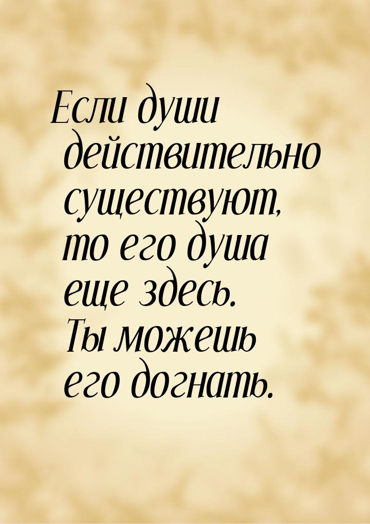 Если души действительно существуют, то его душа еще здесь. Ты можешь его догнать.