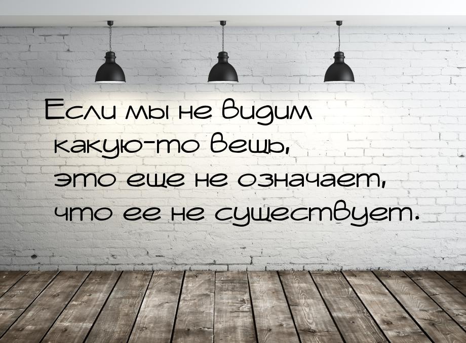 Если мы не видим какую-то вещь, это еще не означает, что ее не существует.