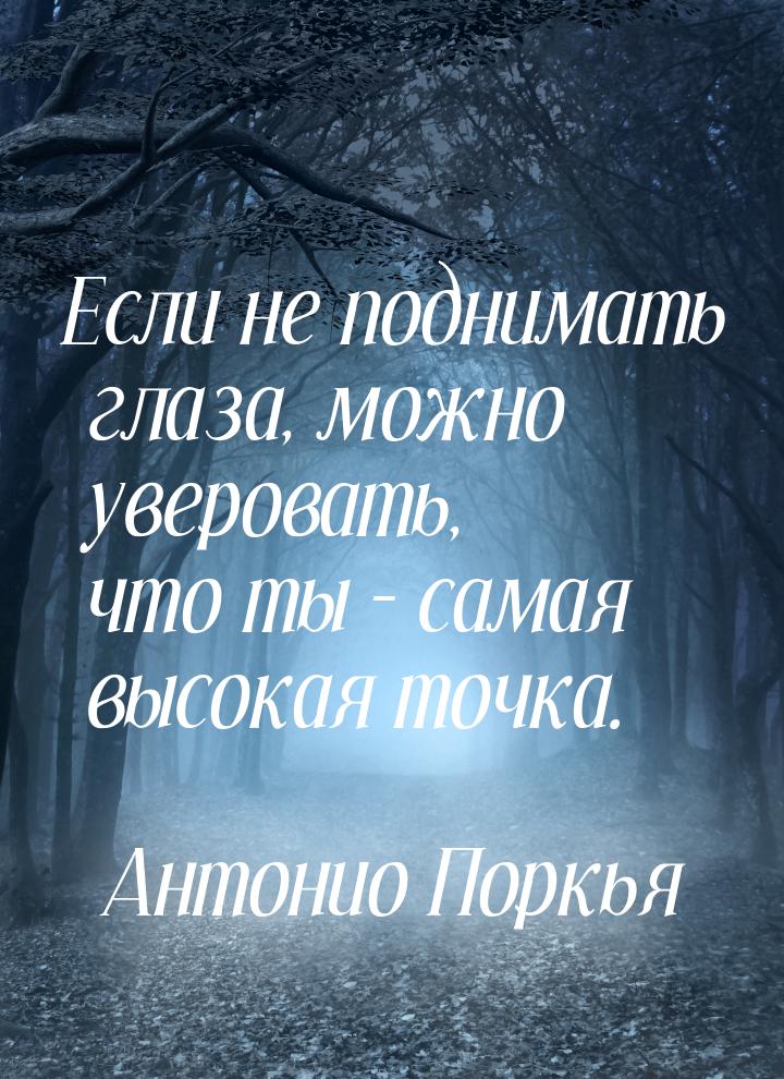 Если не поднимать глаза, можно уверовать, что ты – самая высокая точка.