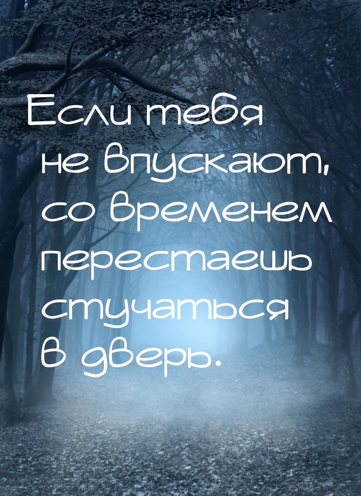 Если тебя не впускают, со временем перестаешь стучаться в дверь.