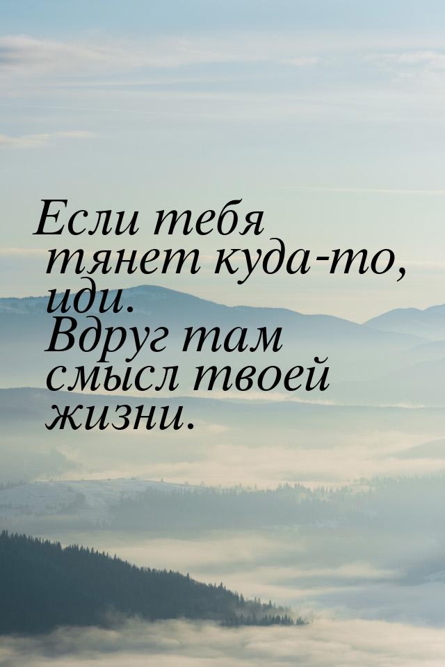 Если тебя тянет куда-то, иди. Вдруг там смысл твоей жизни.