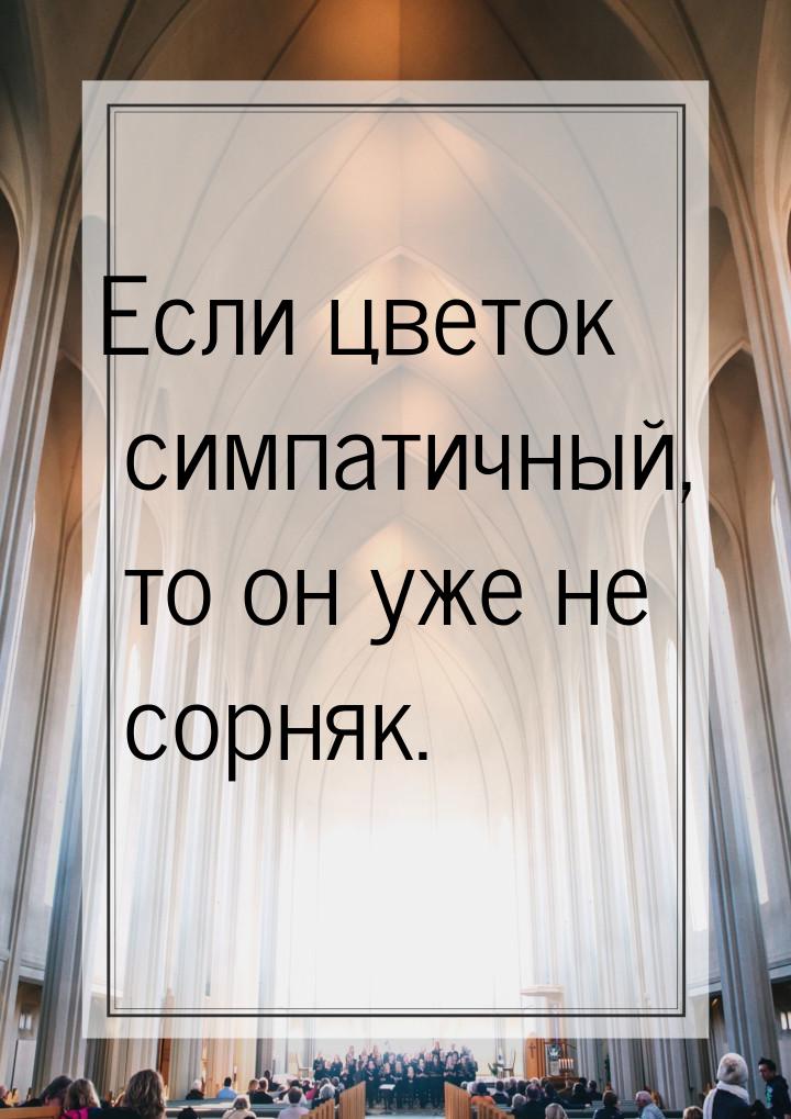 Если цветок симпатичный, то он уже не сорняк.