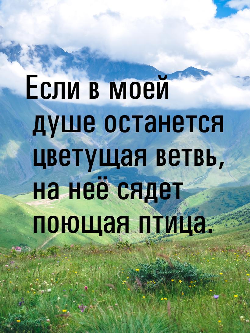 Если в моей душе останется цветущая ветвь, на неё сядет поющая птица.