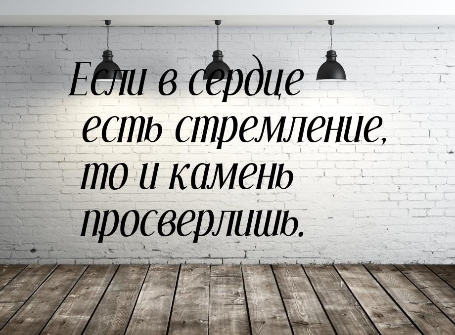 Если в сердце есть стремление, то и камень просверлишь.