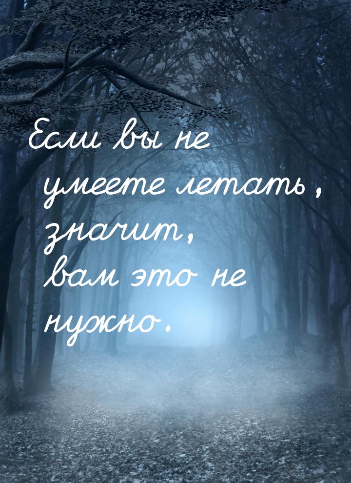 Если вы не умеете летать, значит, вам это не нужно.