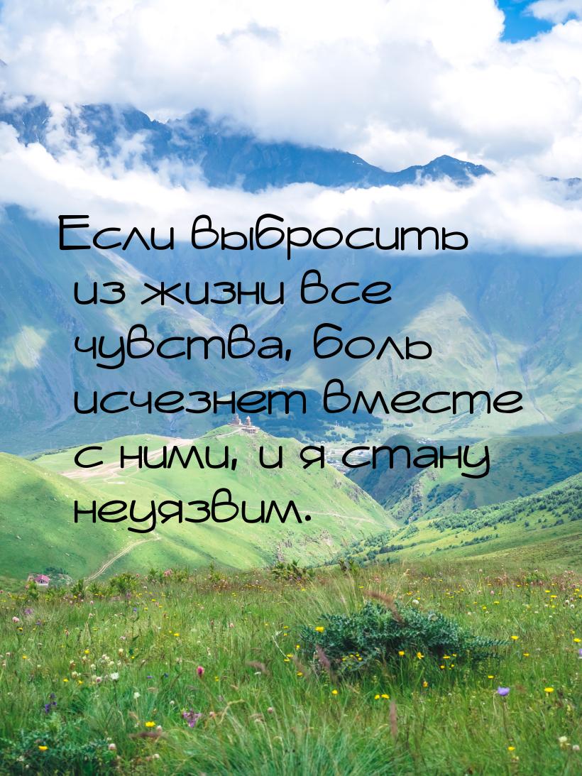 Если выбросить из жизни все чувства, боль исчезнет вместе с ними, и я стану неуязвим.