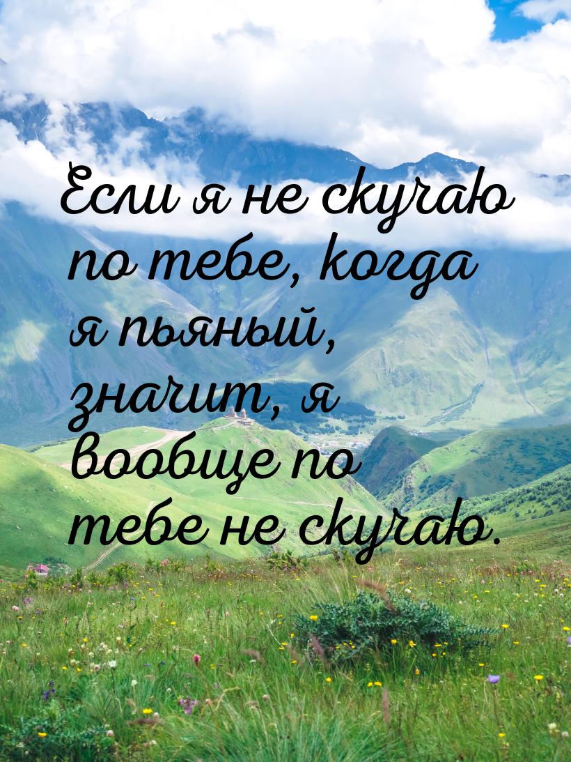 Если я не скучаю по тебе, когда я пьяный, значит, я вообще по тебе не скучаю.