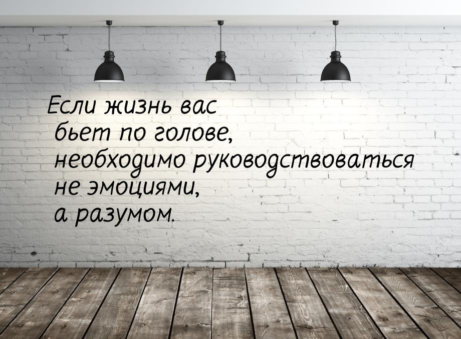 Если жизнь вас бьет по голове, необходимо руководствоваться не эмоциями, а разумом.