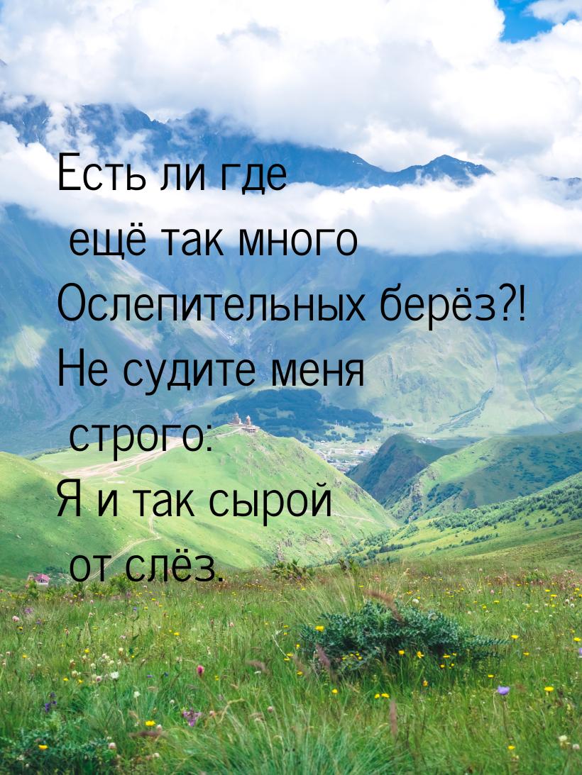 Есть ли где ещё так много Ослепительных берёз?! Не судите меня строго: Я и так сырой от сл