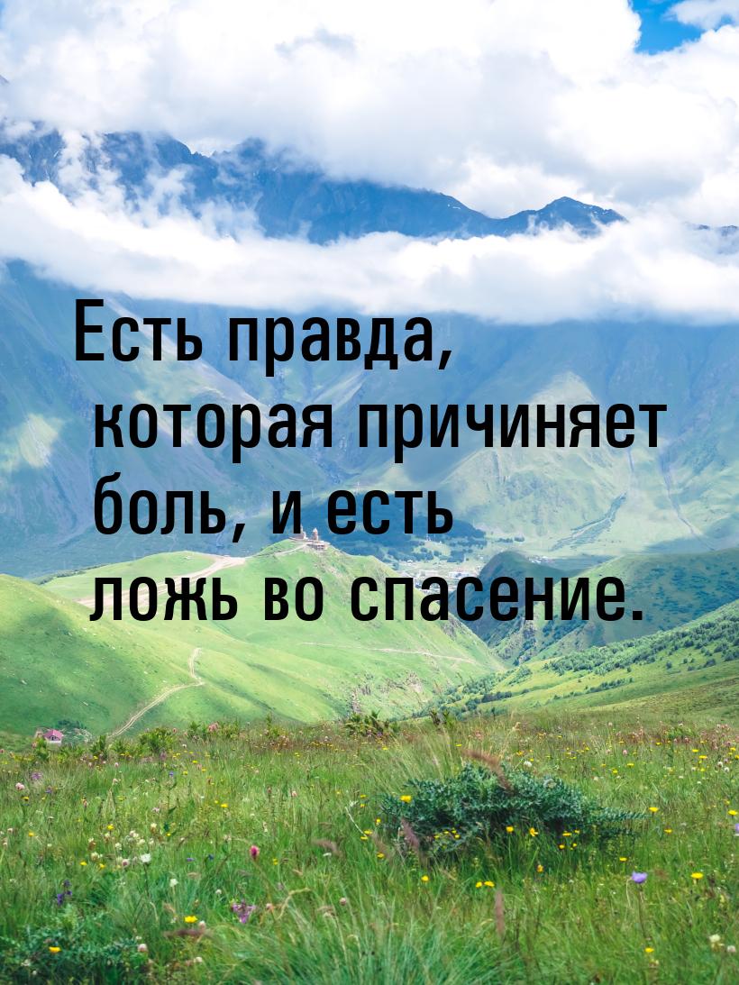 Есть правда, которая причиняет боль, и есть ложь во спасение.