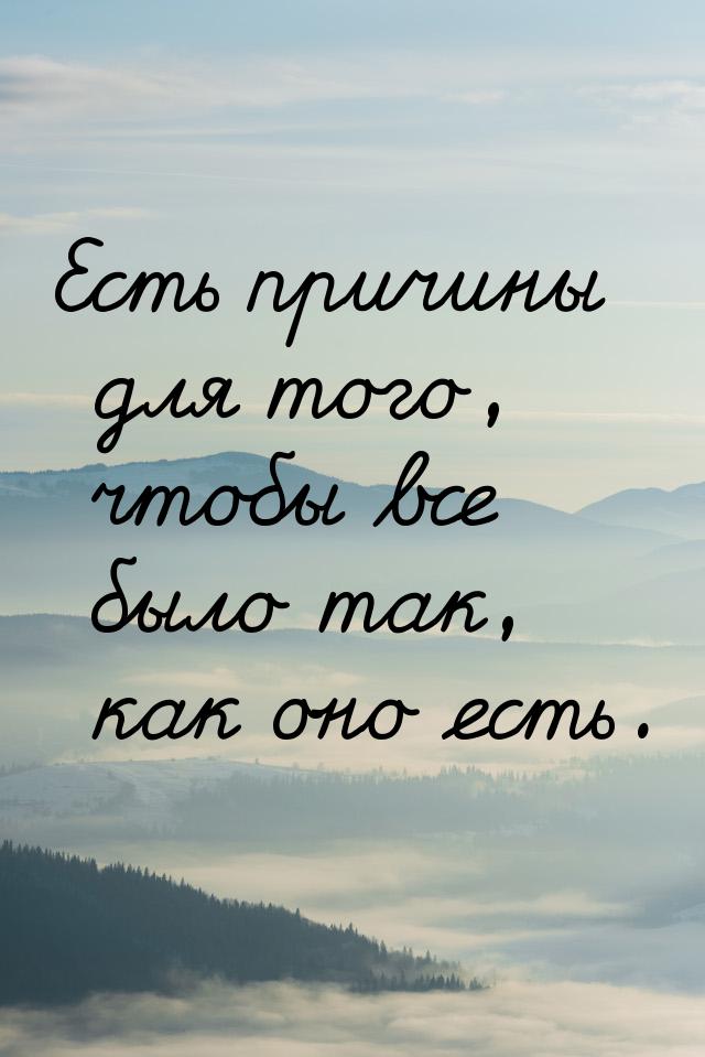 Есть причины для того, чтобы все было так, как оно есть.