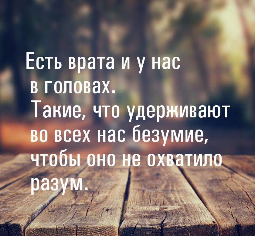 Есть врата и у нас в головах. Такие, что удерживают во всех нас безумие, чтобы оно не охва