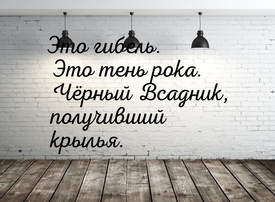 Это гибель. Это тень рока. Чёрный Всадник, получивший крылья.