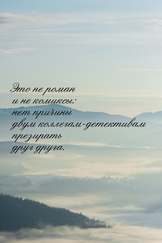 Это не роман и не комиксы: нет причины двум коллегам-детективам презирать друг друга.