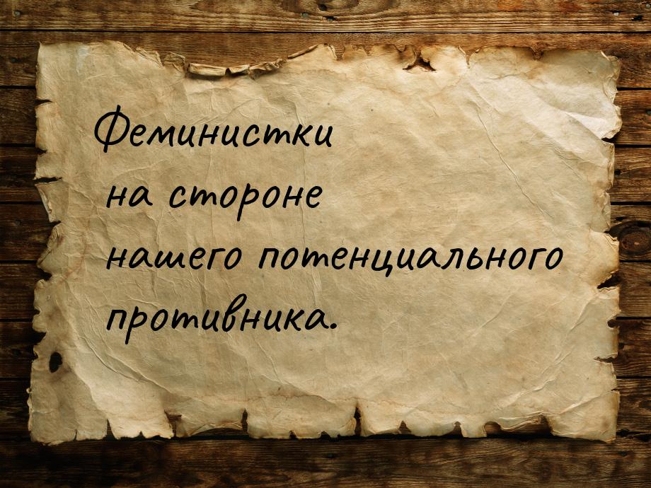 Феминистки на стороне нашего потенциального противника.