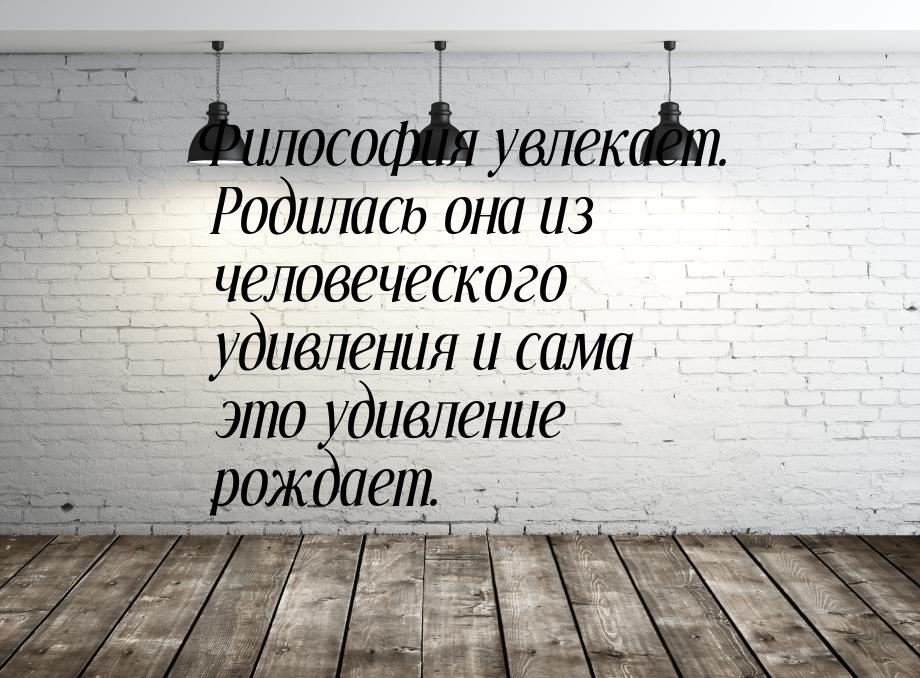 Философия увлекает. Родилась она из человеческого удивления и сама это удивление рождает.