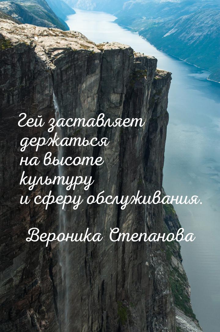 Гей заставляет держаться на высоте культуру и сферу обслуживания.