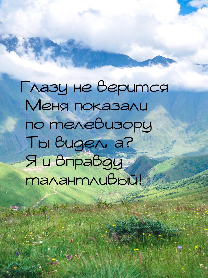 Глазу не верится… Меня показали по телевизору… Ты видел, а? Я и вправду талантливый!