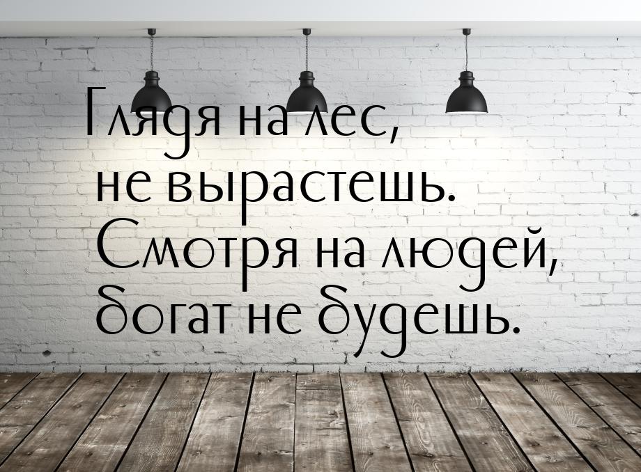 Глядя на лес, не вырастешь. Смотря на людей, богат не будешь.