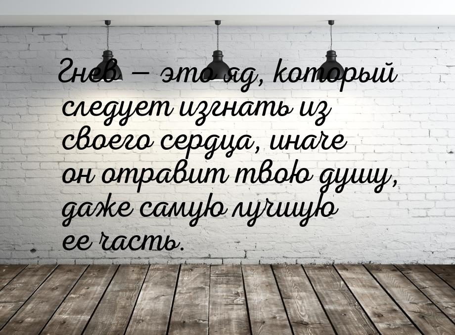 Гнев  это яд, который следует изгнать из своего сердца, иначе он отравит твою душу,