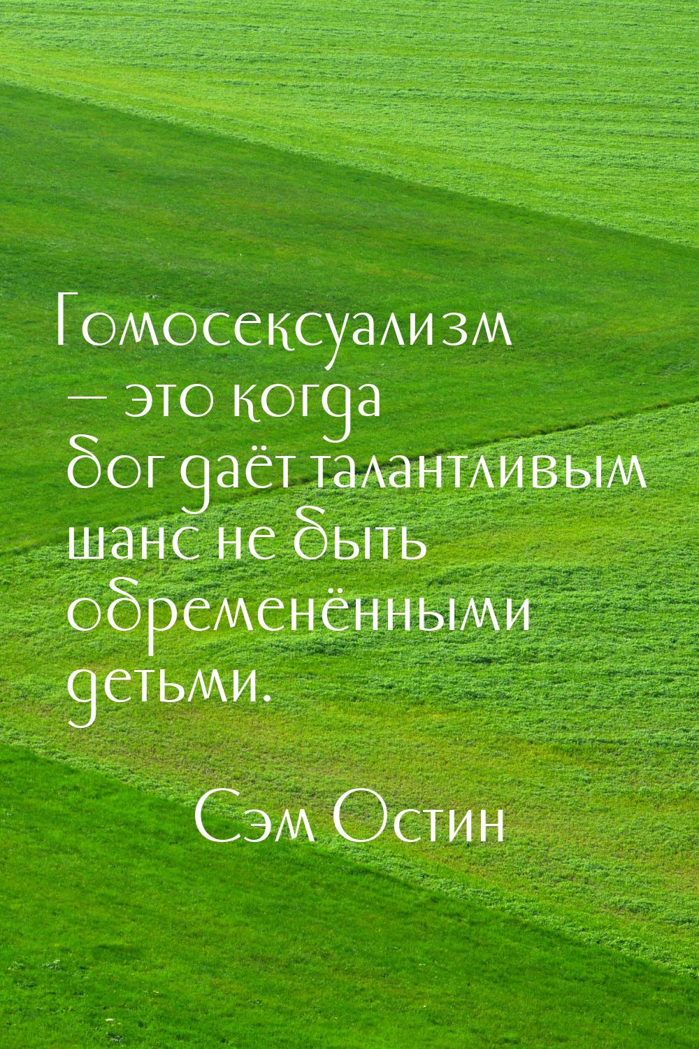 Гомосексуализм  это когда бог даёт талантливым шанс не быть обременёнными детьми.