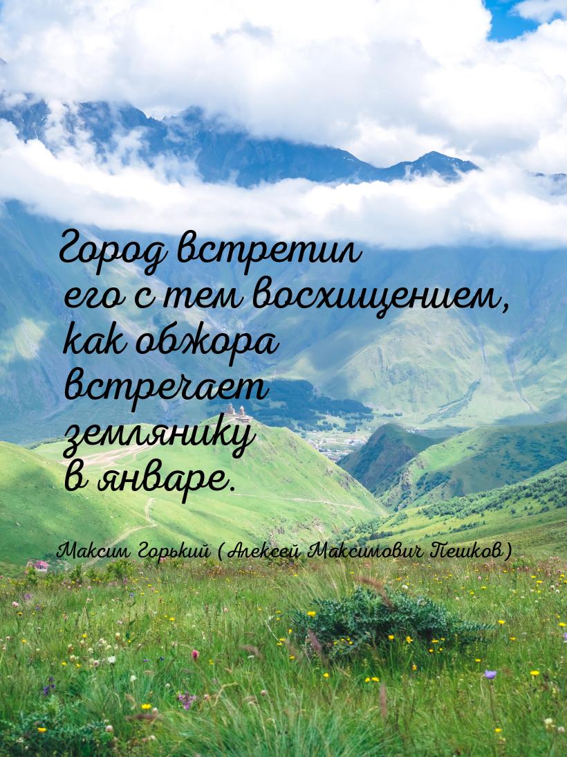 Город встретил его с тем восхищением, как обжора встречает землянику в январе.
