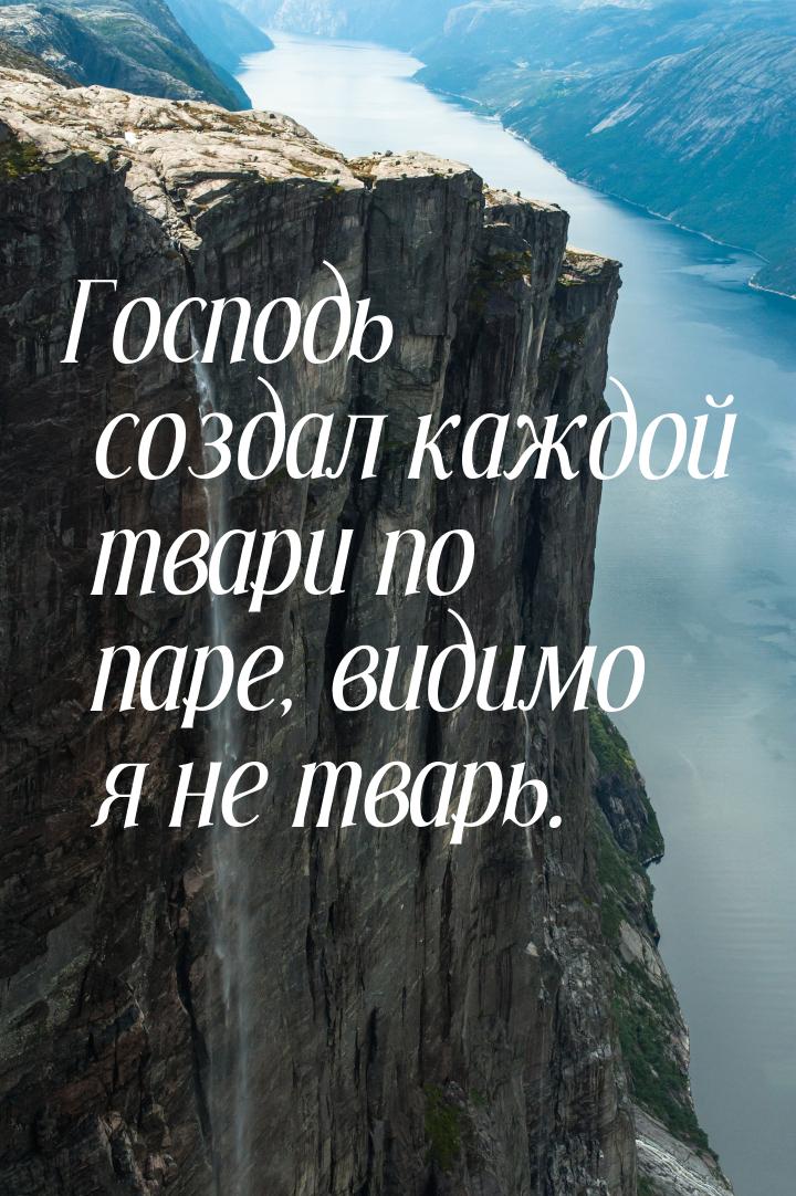 Господь создал каждой твари по паре, видимо я не тварь.