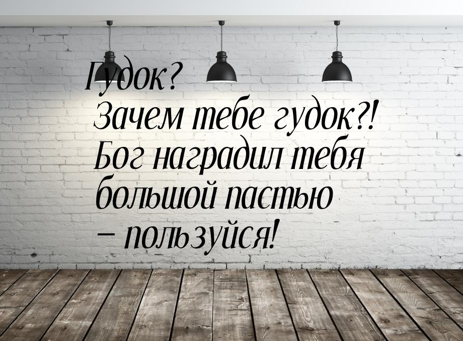 Гудок? Зачем тебе гудок?! Бог наградил тебя большой пастью — пользуйся!