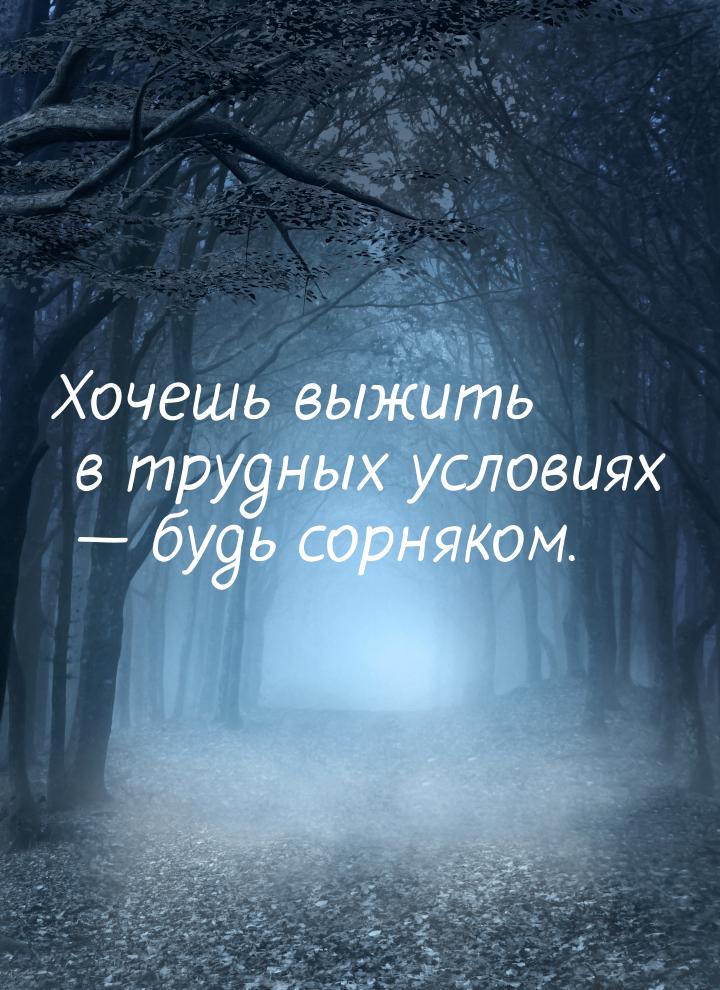 Хочешь выжить в трудных условиях — будь сорняком.