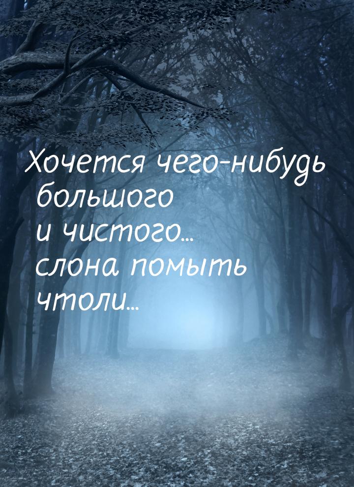 Хочется чего-нибудь большого и чистого... слона помыть чтоли...