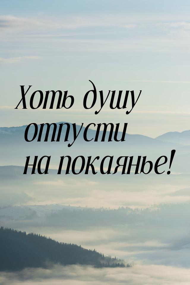 Хоть душу отпусти на покаянье!