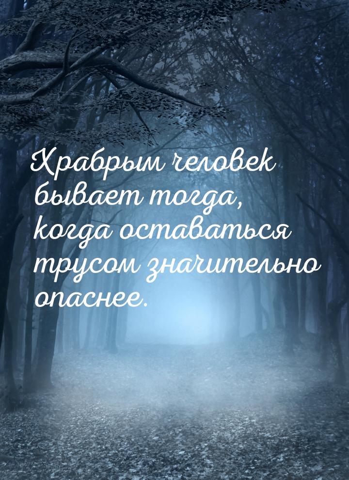 Храбрым человек бывает тогда, когда оставаться трусом значительно опаснее.