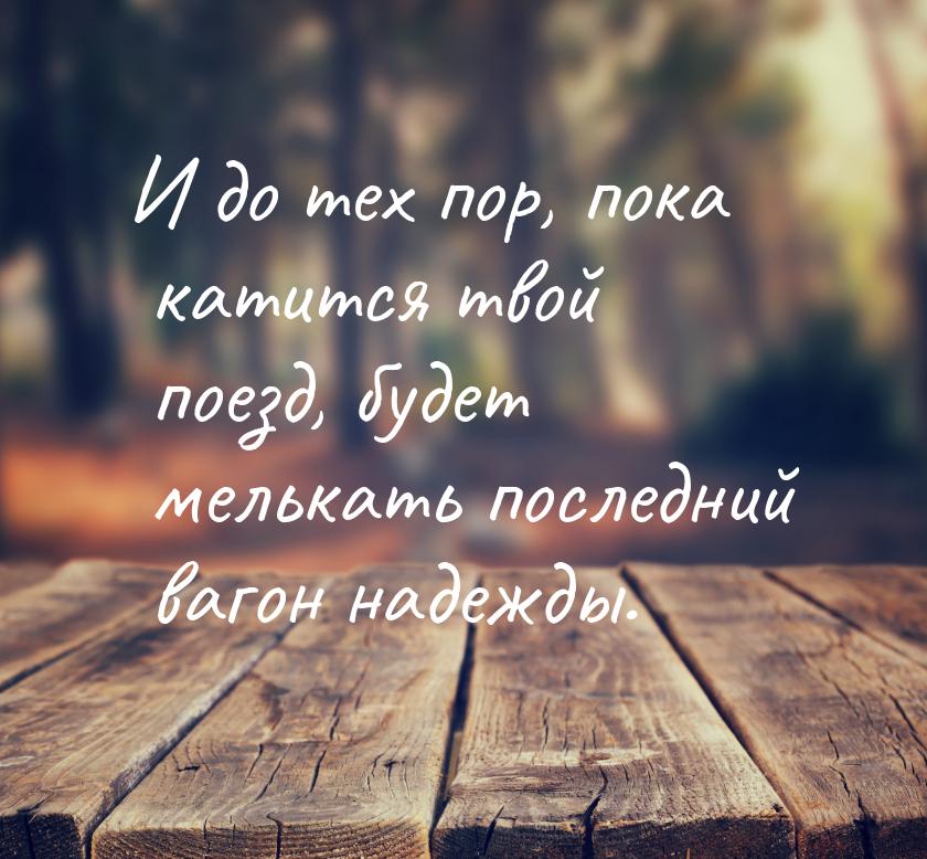 И до тех пор, пока катится твой поезд, будет мелькать последний вагон надежды.