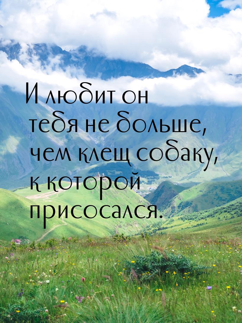 И любит он тебя не больше, чем клещ собаку, к которой присосался.