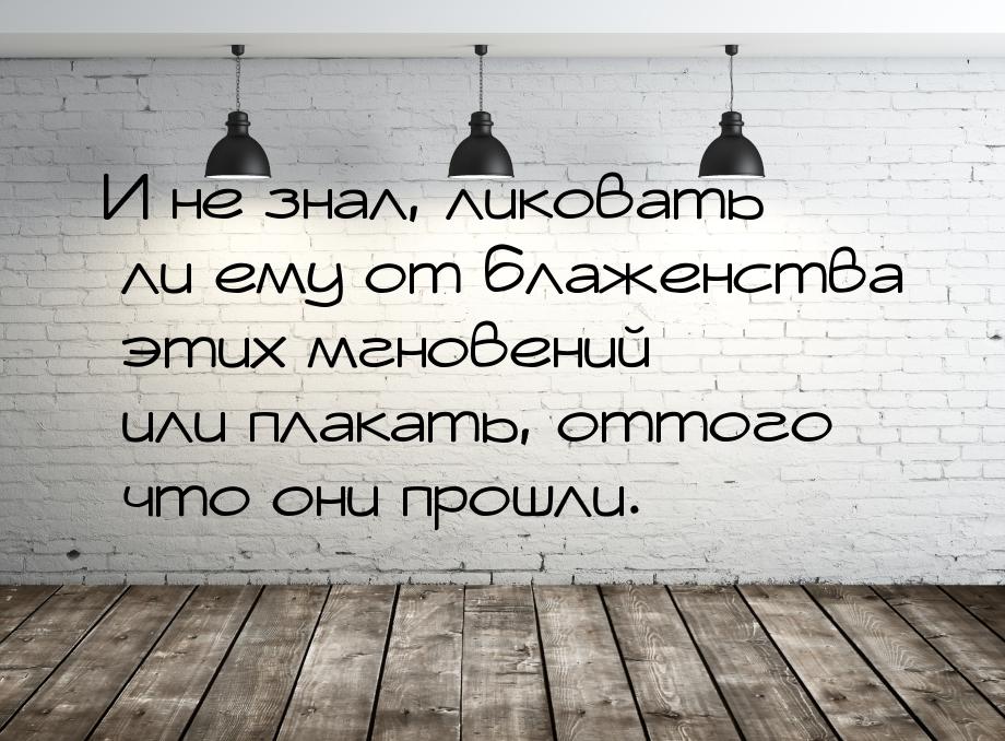 И не знал, ликовать ли ему от блаженства этих мгновений или плакать, оттого что они прошли