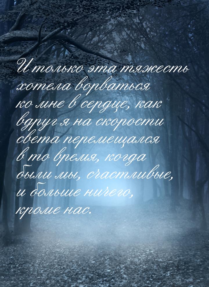 И только эта тяжесть хотела ворваться ко мне в сердце, как вдруг я на скорости света перем