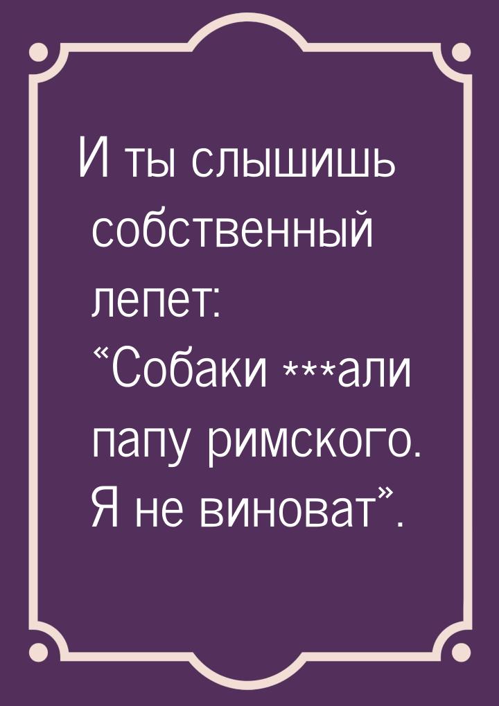 И ты слышишь собственный лепет: Собаки ***али папу римского. Я не виноват.