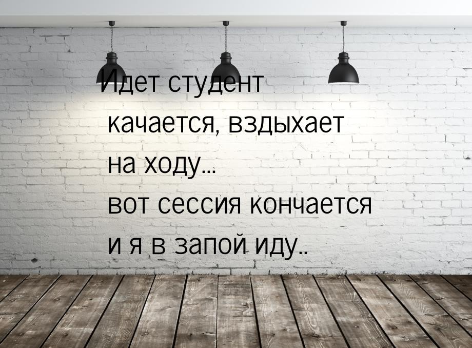 Идет студент качается, вздыхает на ходу... вот сессия кончается и я в запой иду..