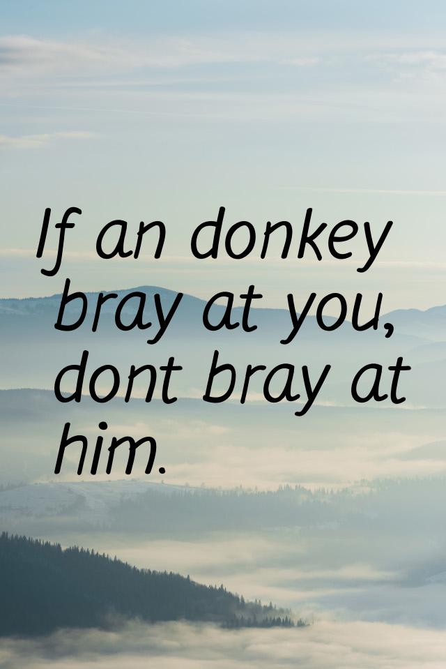 If an donkey bray at you, dont bray at him.