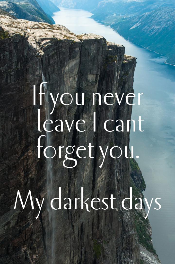 If you never leave I cant forget you.