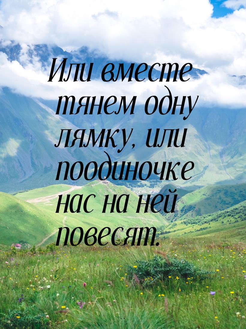 Или вместе тянем одну лямку, или поодиночке нас на ней повесят.