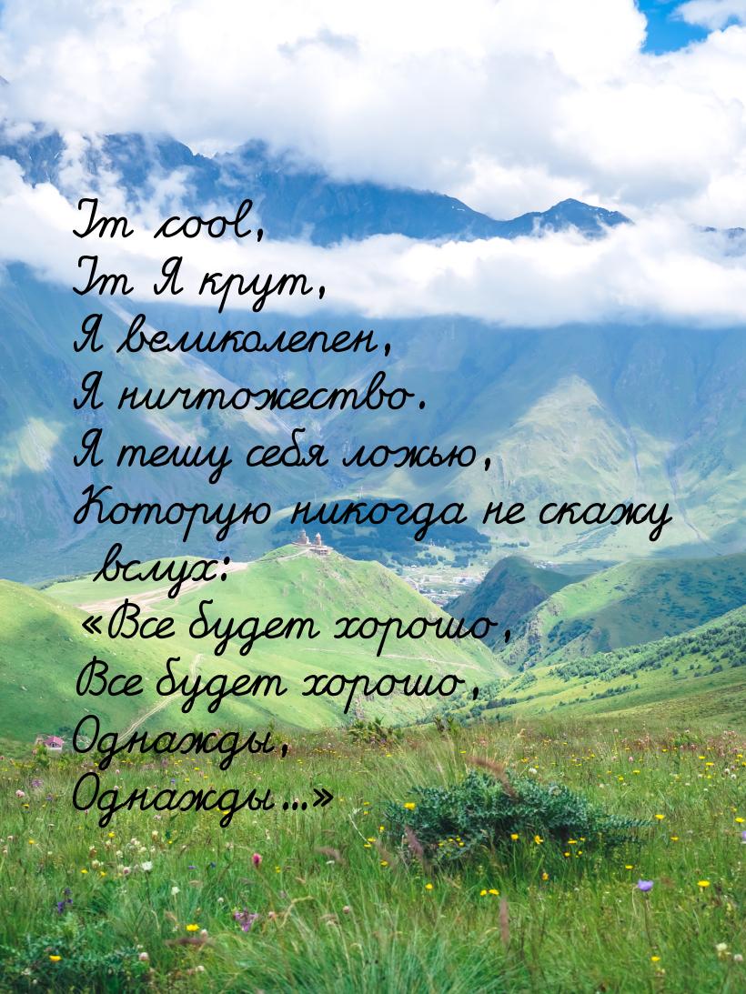 Im cool, Im Я крут, Я великолепен, Я ничтожество. Я тешу себя ложью, Которую никогда не ск