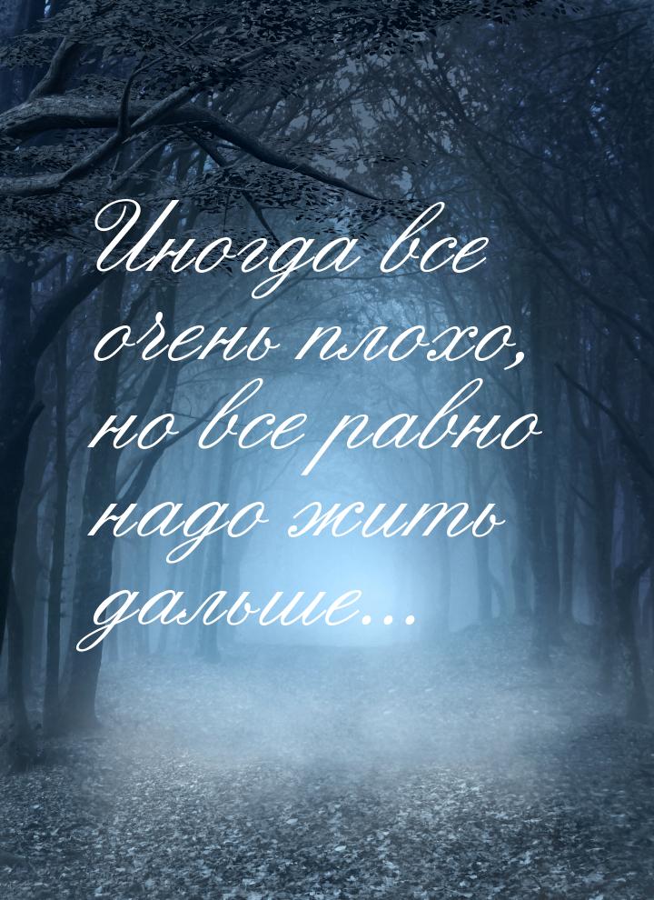 Иногда все очень плохо, но все равно надо жить дальше...